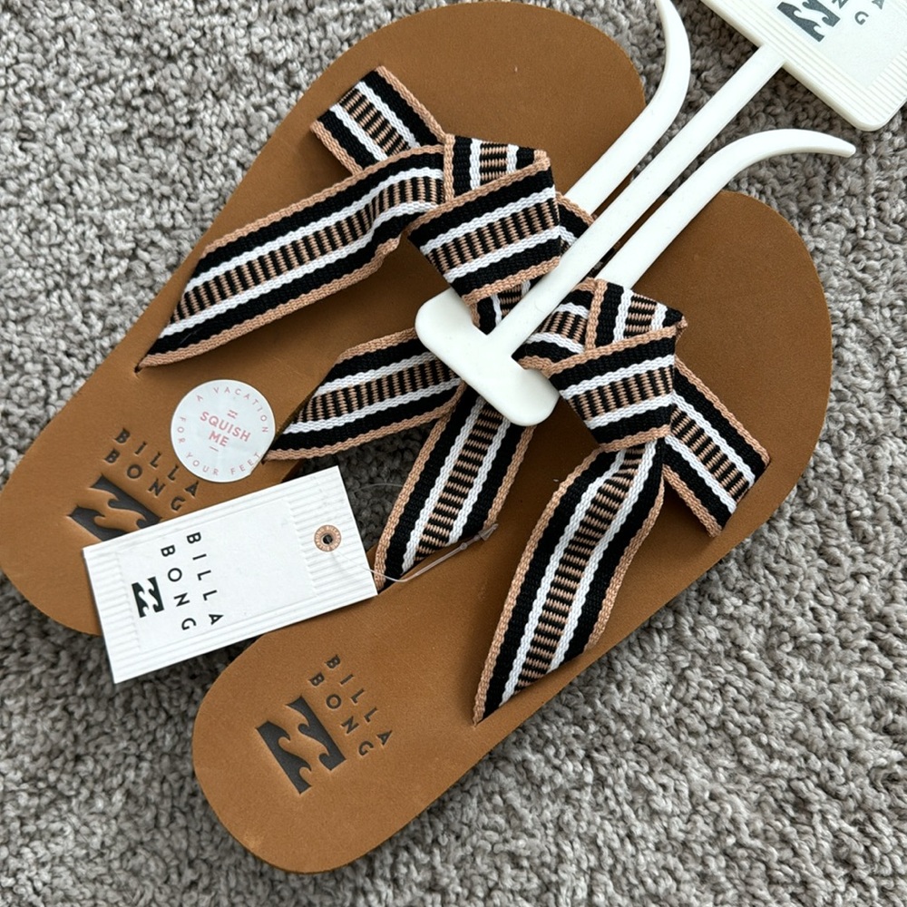 Billabong Striped Black and Tan Ribbon Sandals